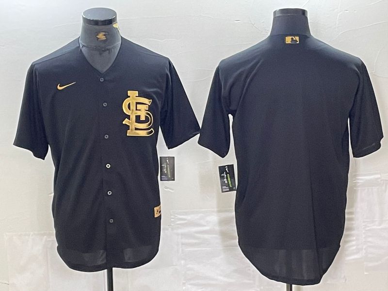 Men St.Louis Cardinals Blank Black gold 4 th generation Nike 2024 MLB Jersey style 1